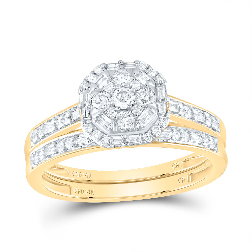 1/2Ctw-Nat Dia Cn Fashion Cushion Bridal Set (3.86 grams)