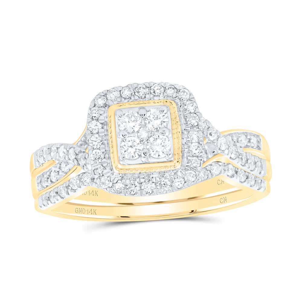 1/2Ctw-Nat Dia Cn Cushion Single Halo Bridal Set (4.75 grams)