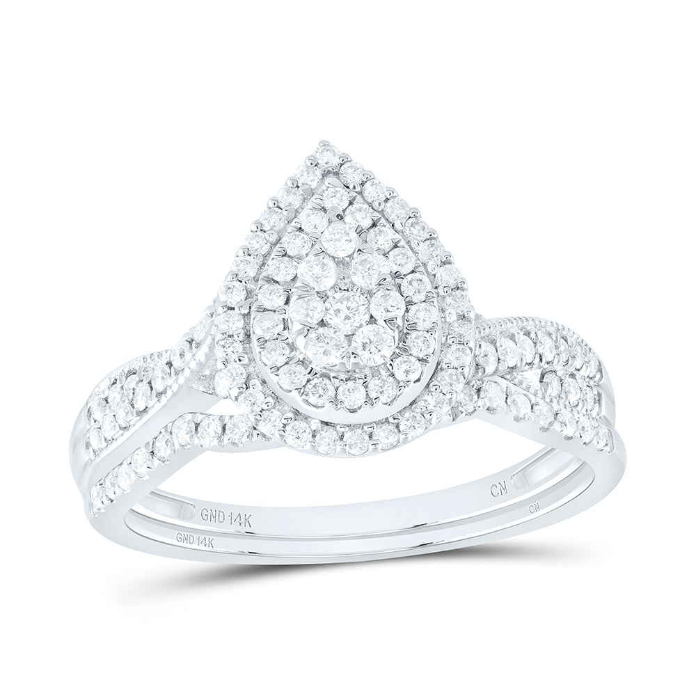 1/2Ctw-Nat Dia Cn Pear Double Halo Bridal Set (3.67 grams)