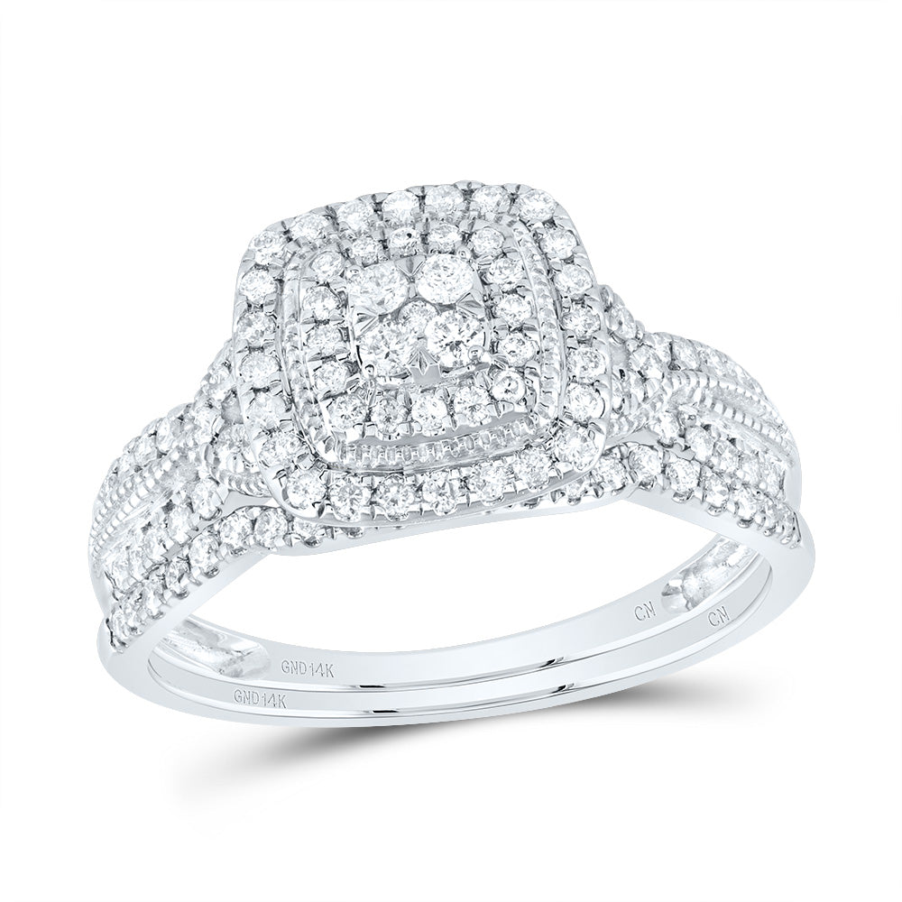1/2Ctw-Nat Dia Cn Cushion Double Halo Bridal Set (3.66 grams)
