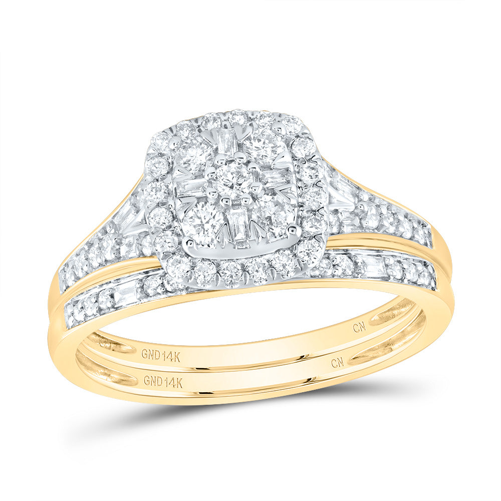 1/2Ctw-Nat Dia Cn Cushion Single Halo Bridal Set (3.33 grams)