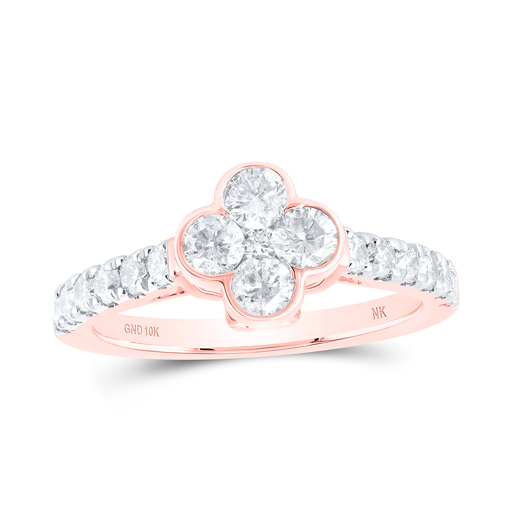 1Ctw-Nat Dia Nk Fashion Clover Ladies Ring (2.85 grams)