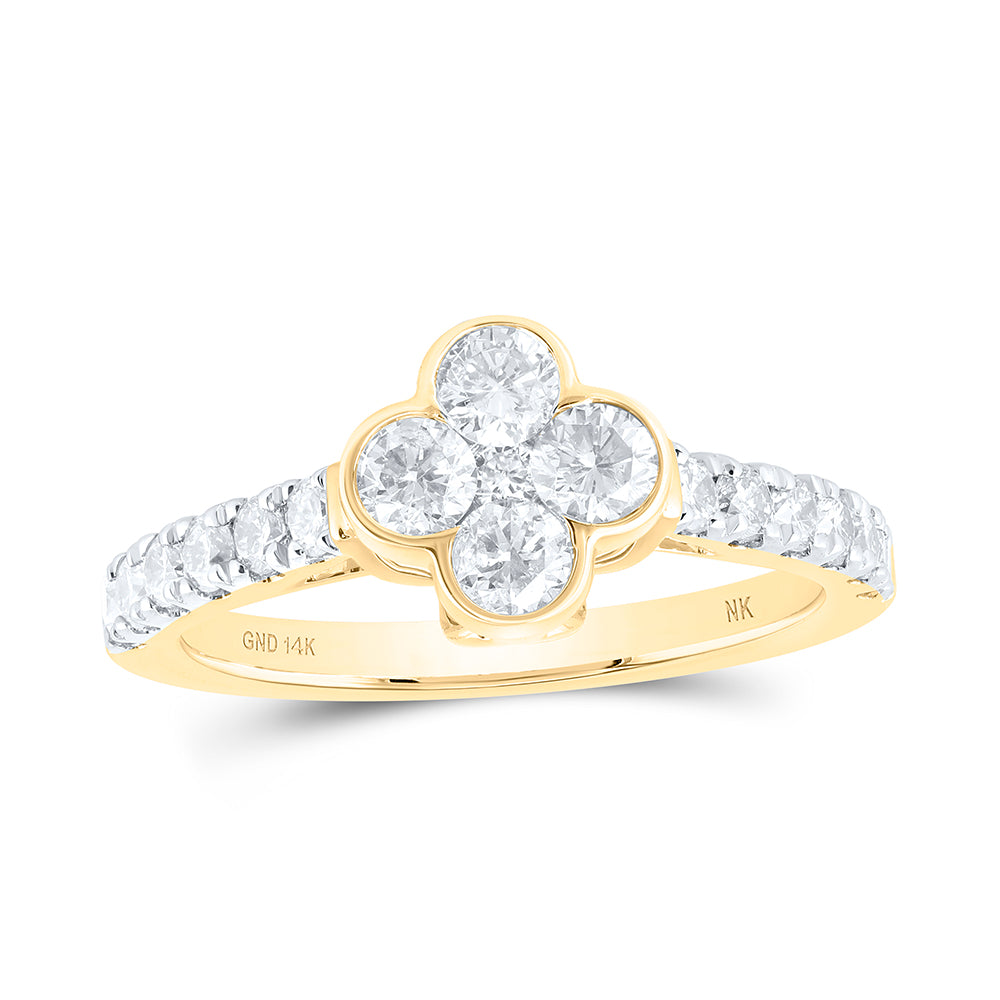 1Ctw-Nat Dia Nk Fashion Clover Ladies Ring (3.07 grams)