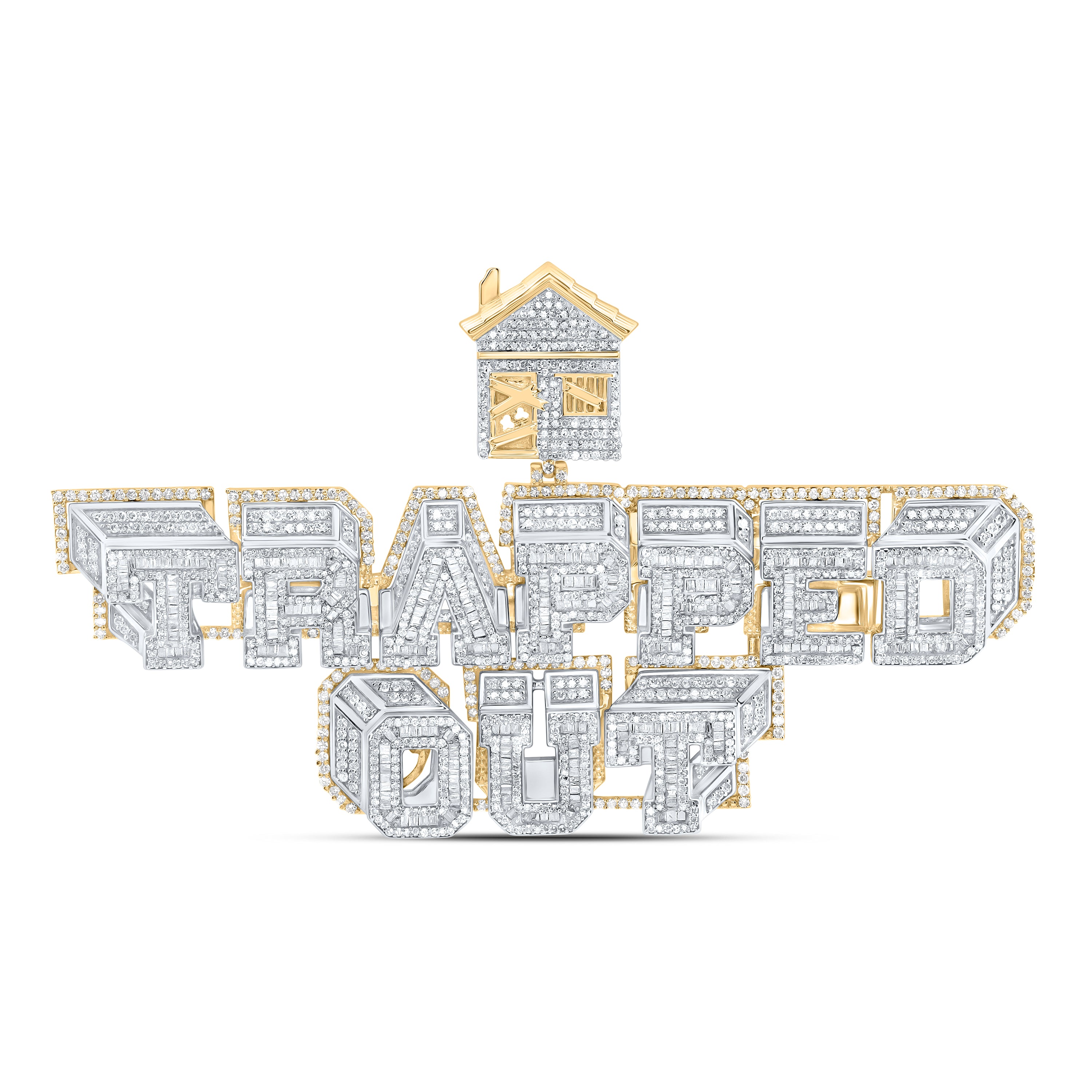 10Kt Gold 4 3/4Ctw-Dia Nk Trapped Out " Mens Charm"