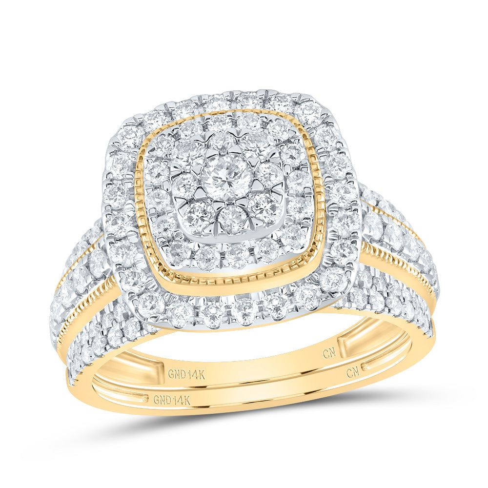 1 1/5Ctw-Nat Dia Cn Cushion Double Halo Bridal Set (5.51 grams)