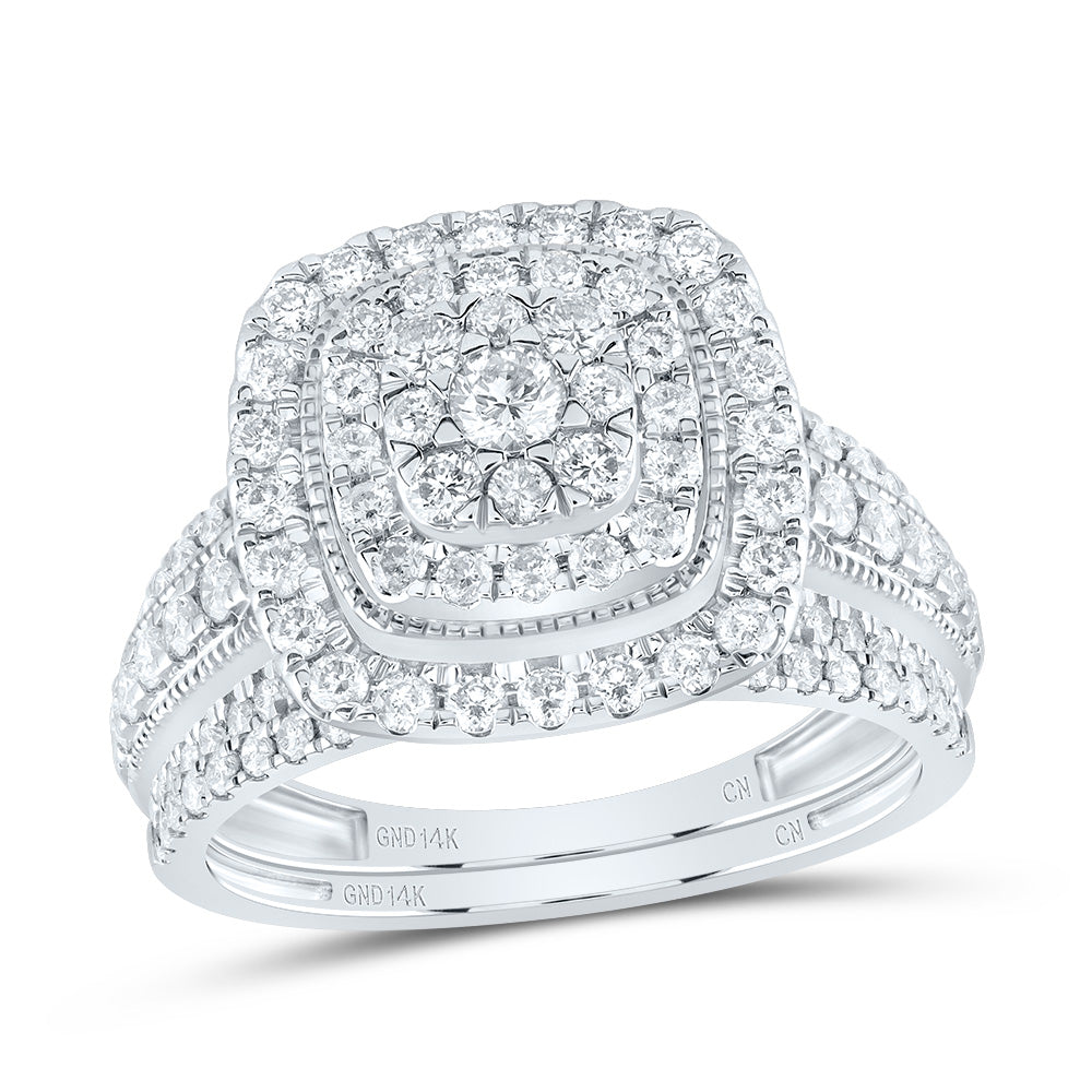 1 1/5Ctw-Nat Diamond Cushion Double Halo Bridal Set (5.27 grams)
