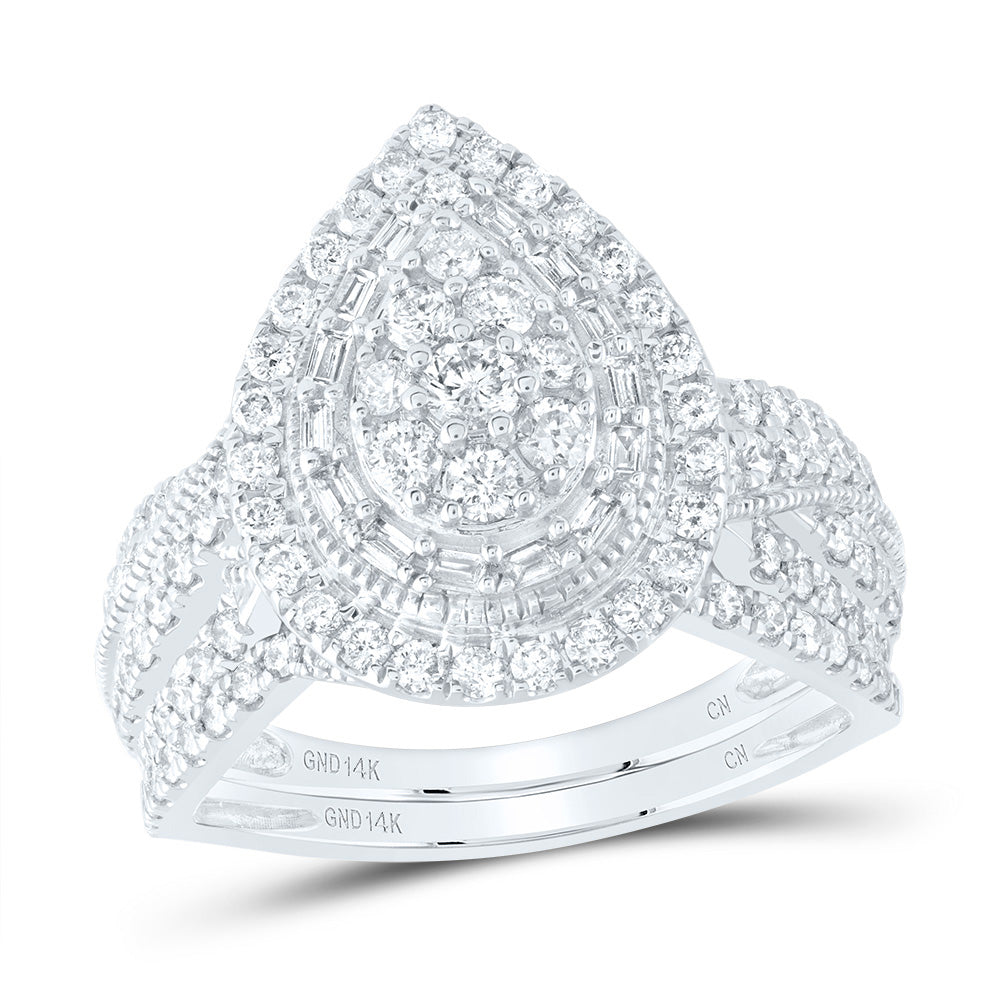 1Ctw-Nat Dia Cn Pear Single Halo Bridal Set (5.4 grams)