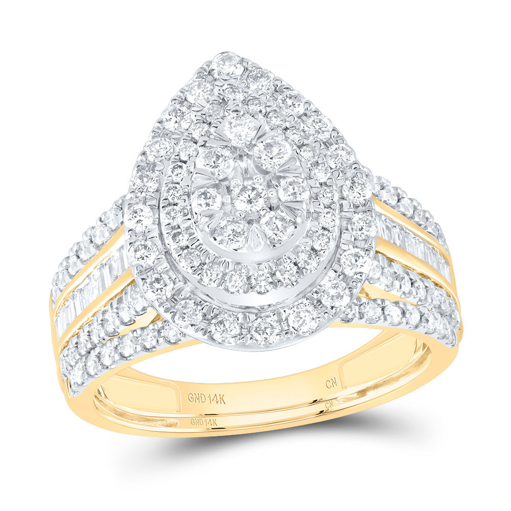 1Ctw-Nat Dia Cn Pear Double Halo Bridal Set (5.6 grams)