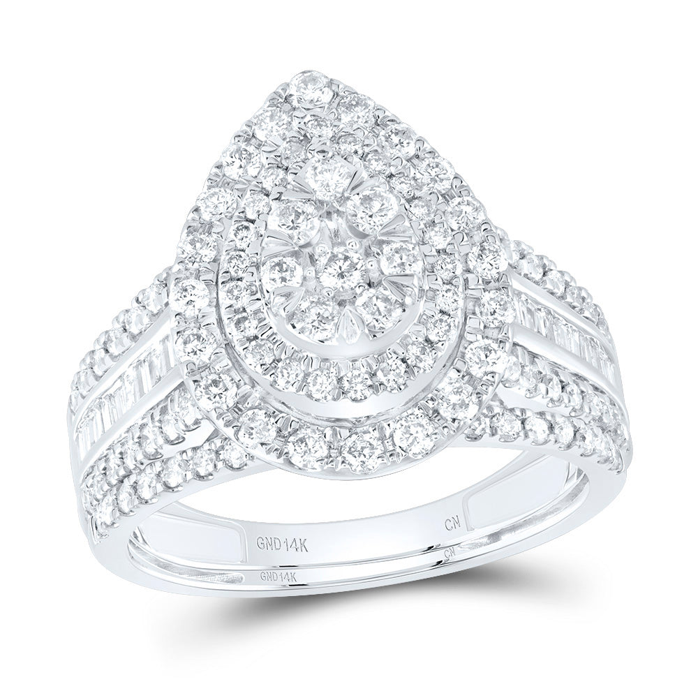 1Ctw-Nat Dia Cn Pear Double Halo Bridal Set (5.38 grams)