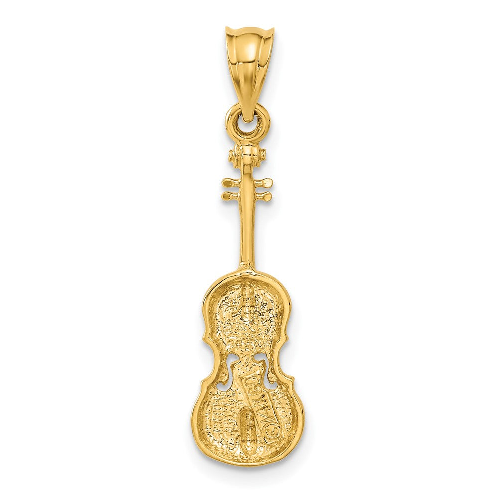 14k Yellow Gold 8 mm 2D Violin Charm (1.67 grams)