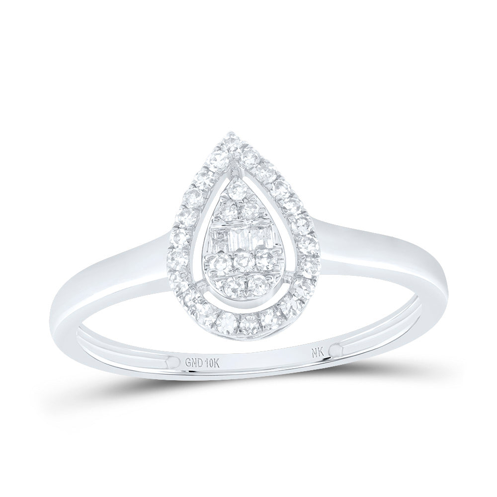 1/6Ctw-Nat Dia Nk Fashion Pear Ring (1.48 grams)