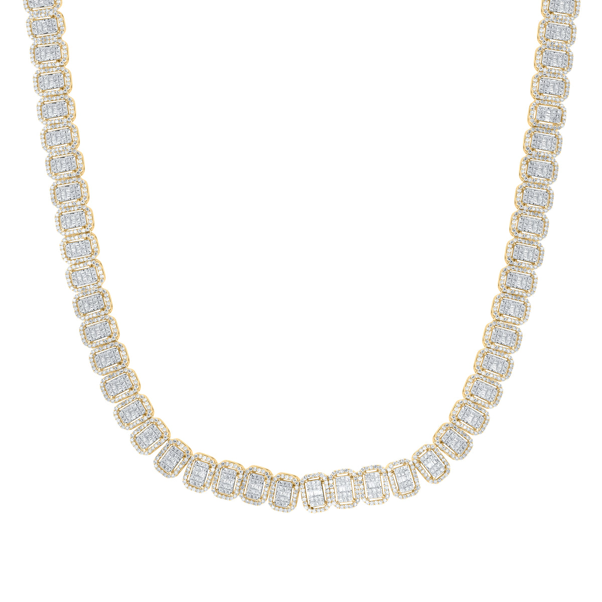 10Kt Gold 15 1/4Ctw-Diamond Fashion Emerald Necklace ( 22 Inch )