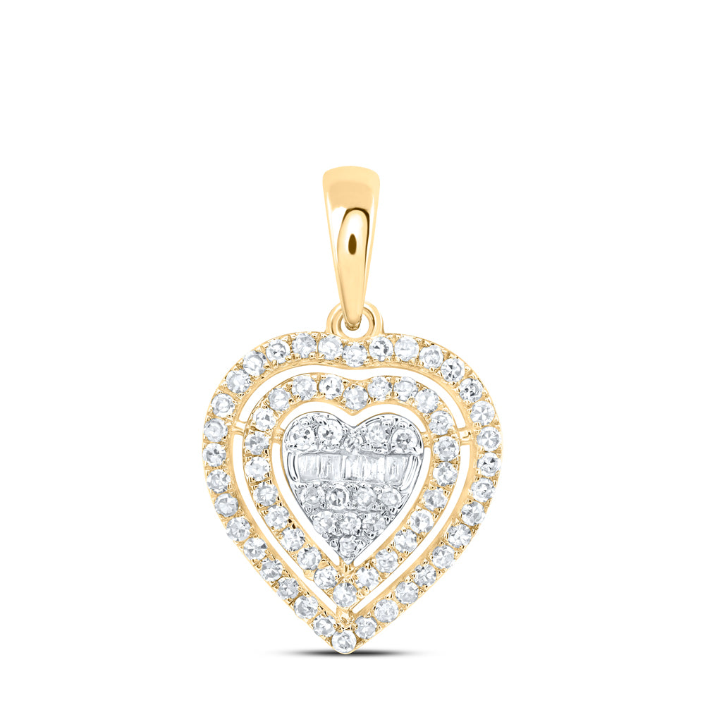 10Kt Gold 3/8Ctw-Dia Nk Fashion Heart Pendant