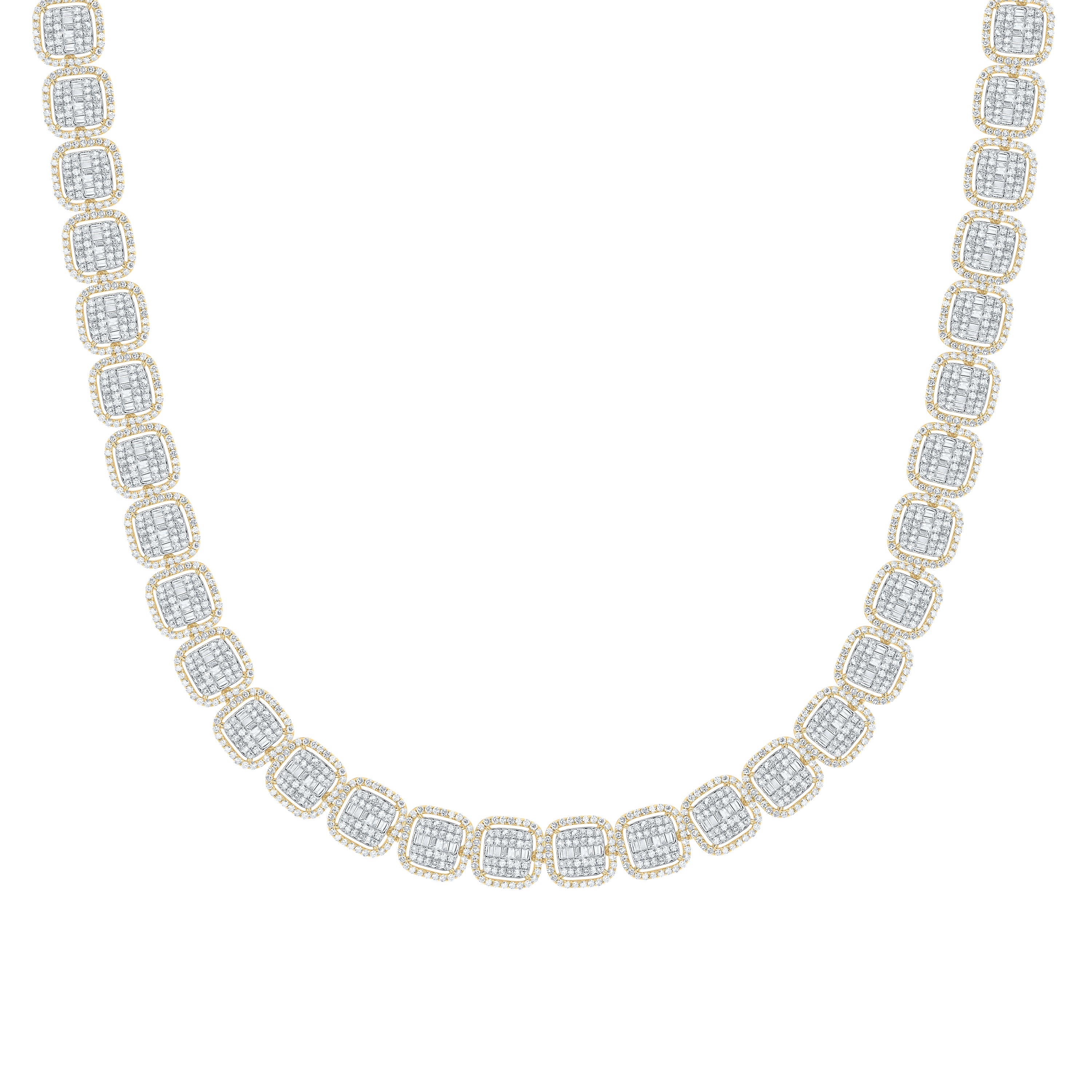 10Kt Gold 16Ctw-Diamond Fashion Cushion Necklace ( 22 Inch )