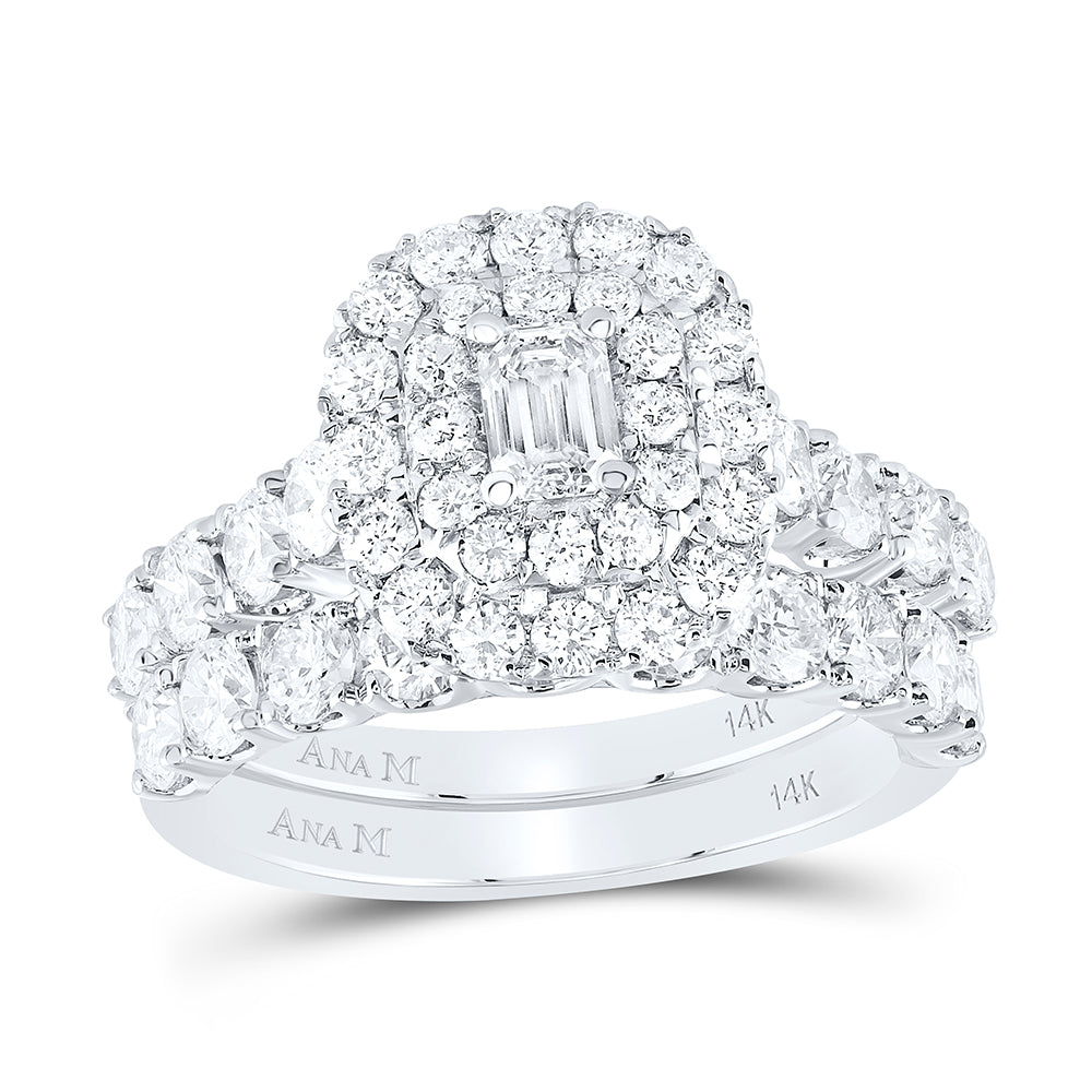 2 7/8Ctw-Nat Dia Ana M 1/3Ct-Cem Double Halo Bridal Set (7 grams)