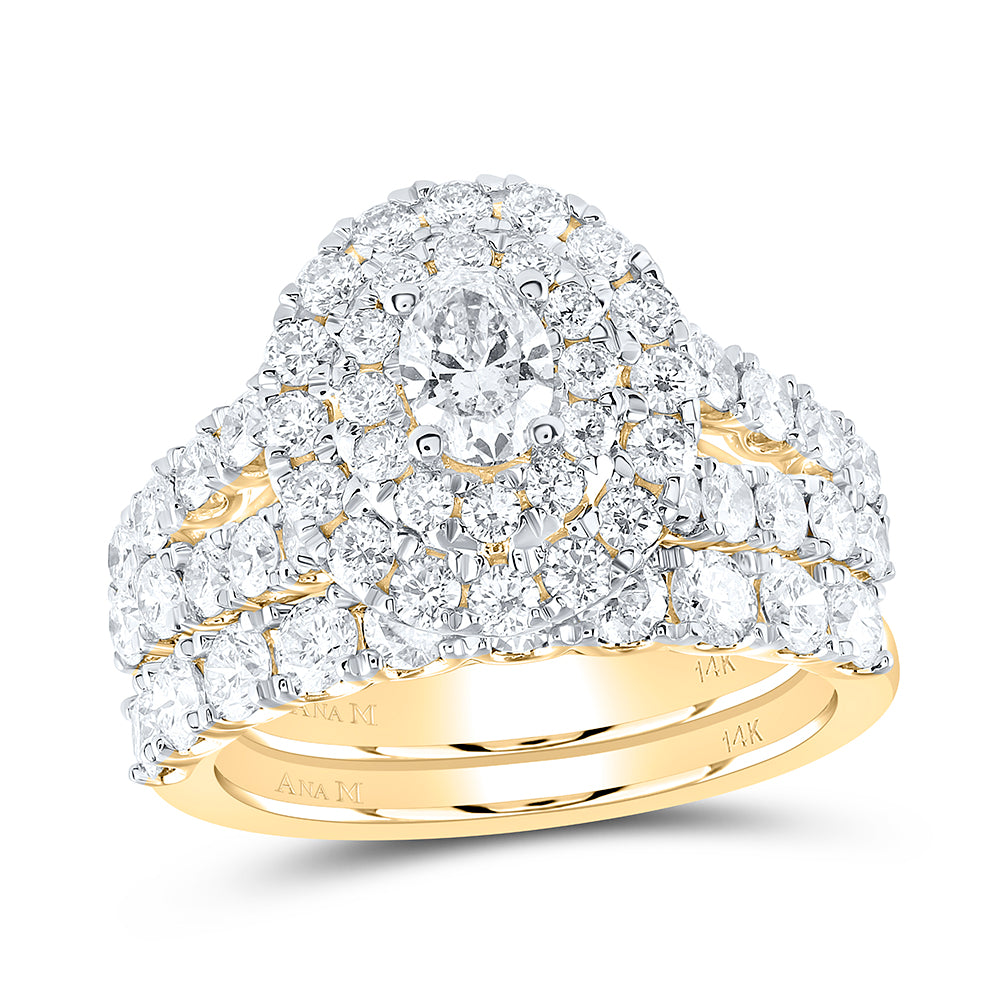 2 3/4Ctw-Nat Dia Ana M 3/8Ct-Cov Double Halo Bridal Set (7.48 grams)