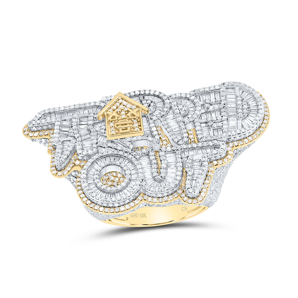 7 1/5Ctw-Nat Dia Cn "Trapped Out" Mens Ring (30.8 grams)