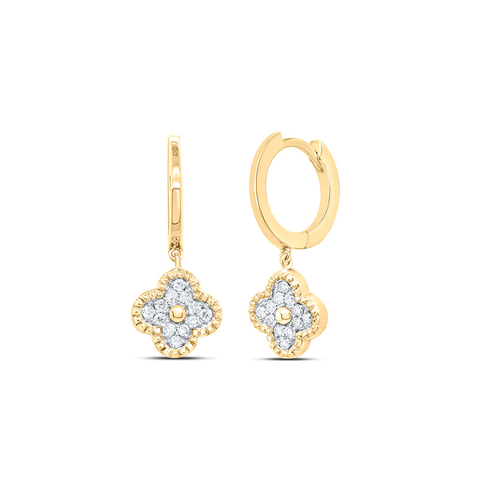 1/6Ctw-Nat Dia Nk Clover Dangling Earring
