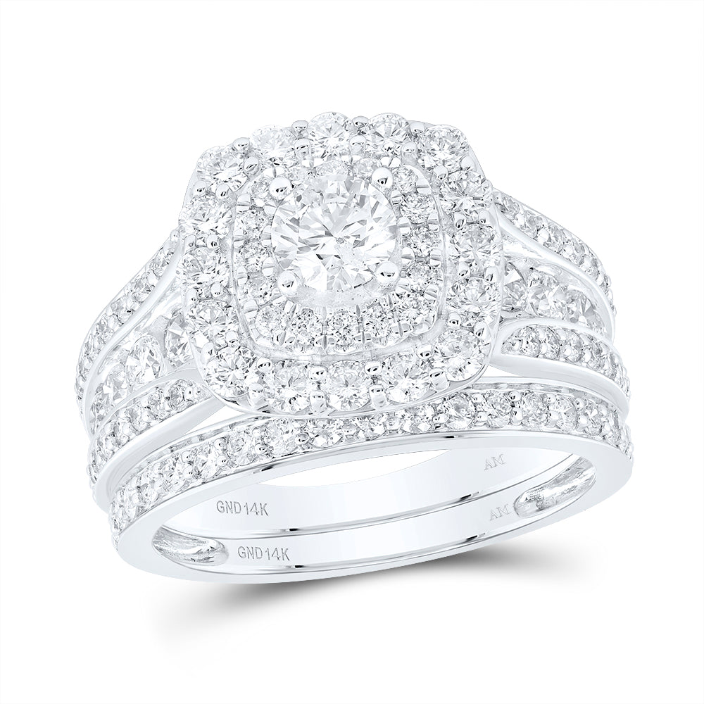 2Ctw-Nat Dia Ana M 3/8Ct-Crd Cushion Double Halo Bridal Set (6.88 grams)