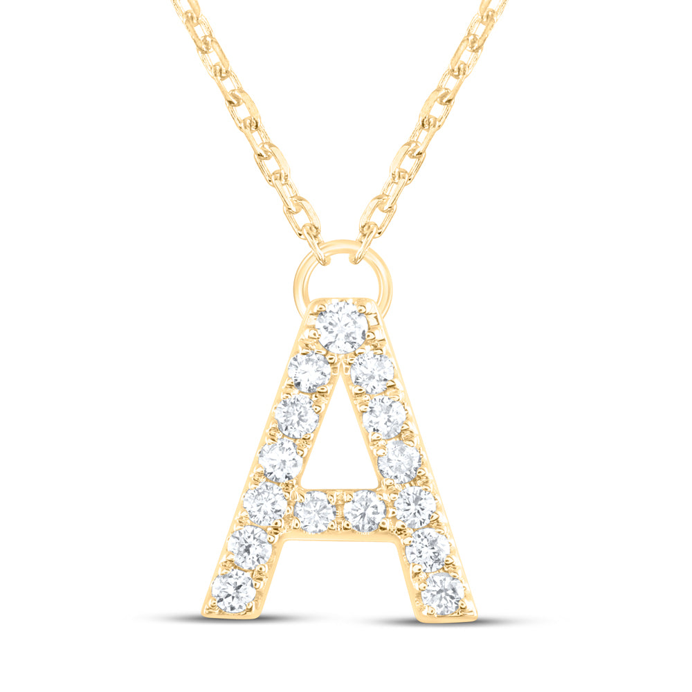 14Kt Gold 1/5Ctw-Diamond Ana M Initial A" Fashion Necklace (16 Inch) "