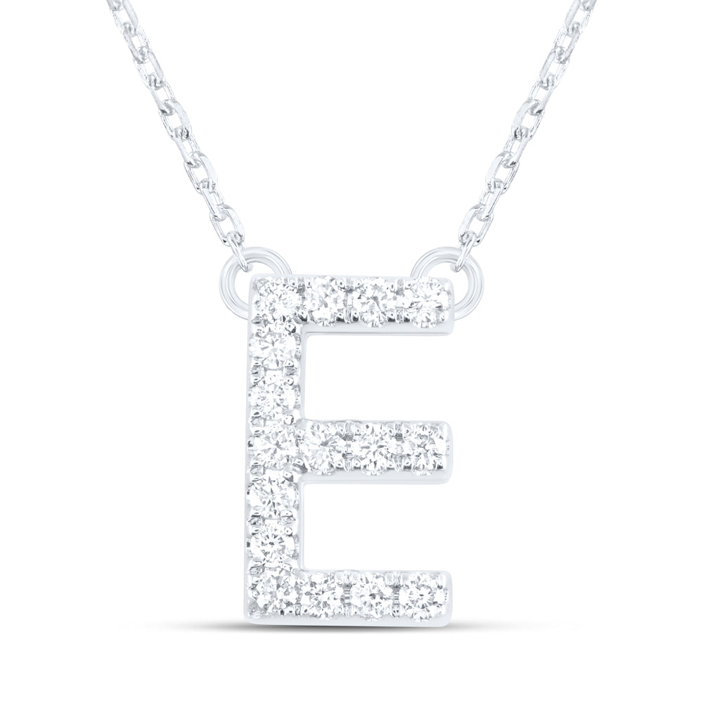 14Kt Gold 1/5Ctw-Diamond Ana M Initial E" Fashion Necklace (16 Inch) "