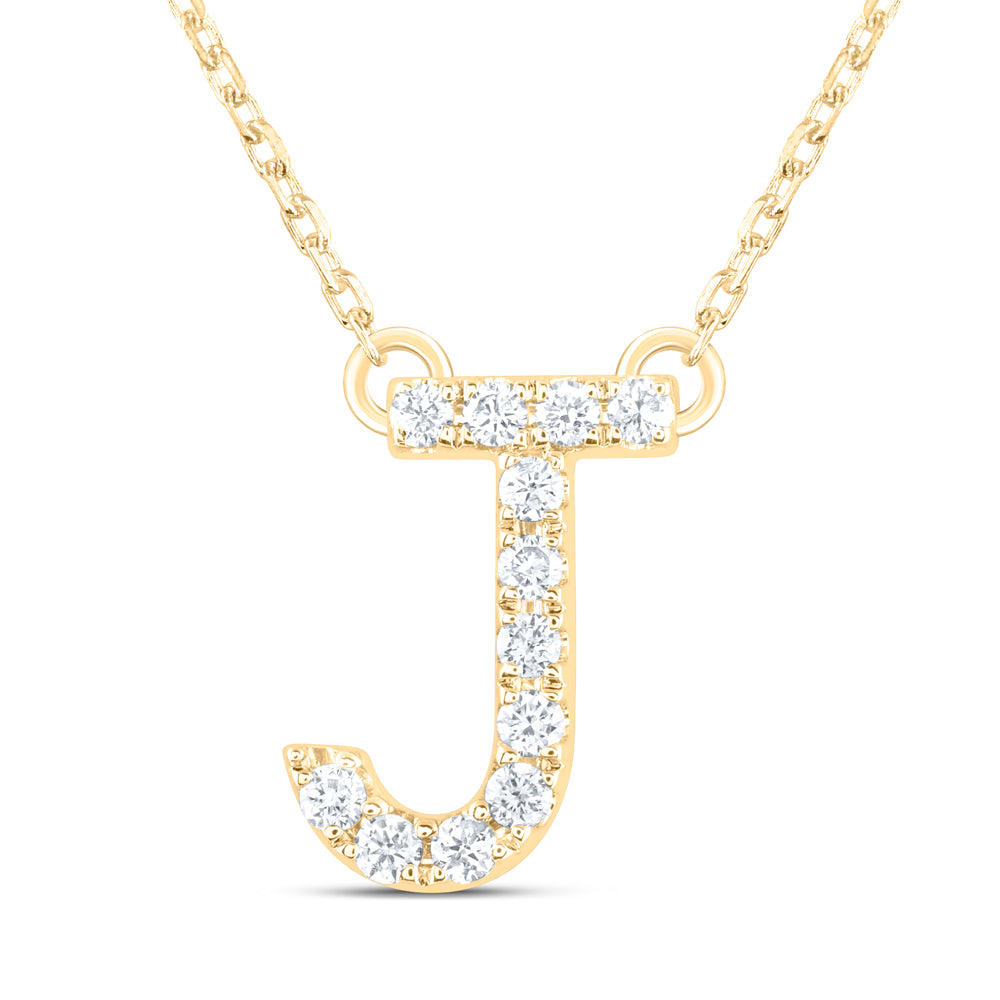 14Kt Gold 1/8Ctw-Diamond Ana M Initial J" Fashion Necklace (16 Inch) "