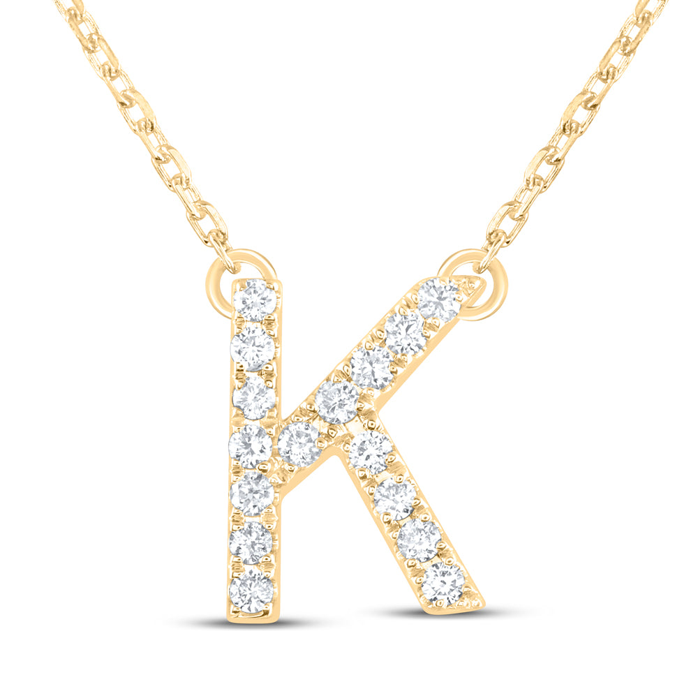 14Kt Gold 1/5Ctw-Diamond Ana M Initial K" Fashion Necklace (16 Inch)"