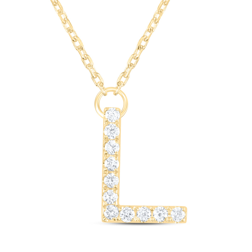 14Kt Gold 1/8Ctw-Diamond Ana M Initial L" Fashion Necklace (16 Inch) "