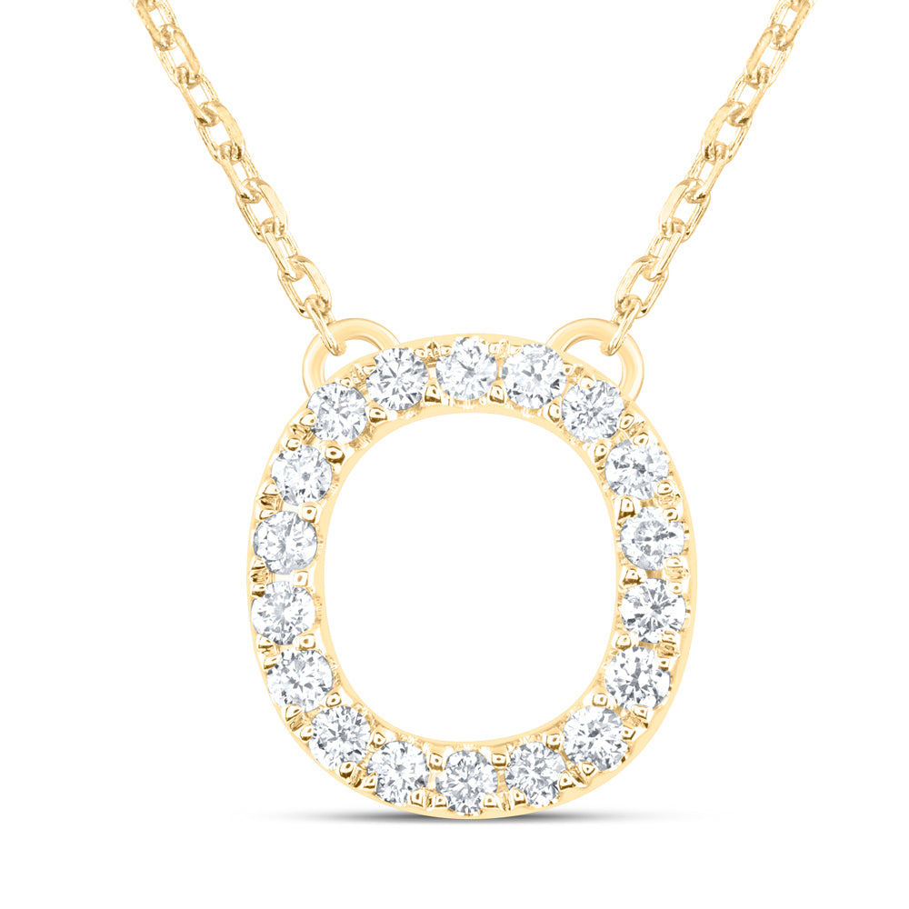 14Kt Gold 1/5Ctw-Diamond Ana M Initial O" Fashion Necklace (16 Inch) "