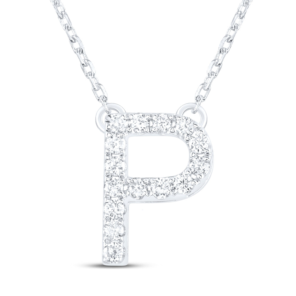 14Kt Gold 1/5Ctw-Diamond Ana M Initial P" Fashion Necklace (16 Inch)"
