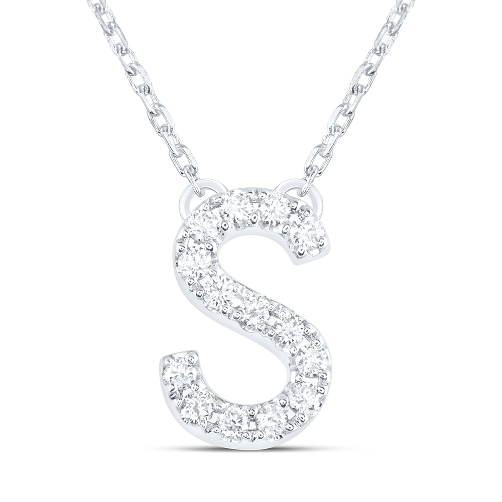 14Kt Gold 1/6Ctw-Diamond Ana M Initial S" Fashion Necklace (16 Inch) "