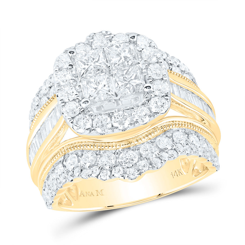 3Ctw-Nat Dia Cn Cushion Single Halo Bridal Set (9.48 grams)