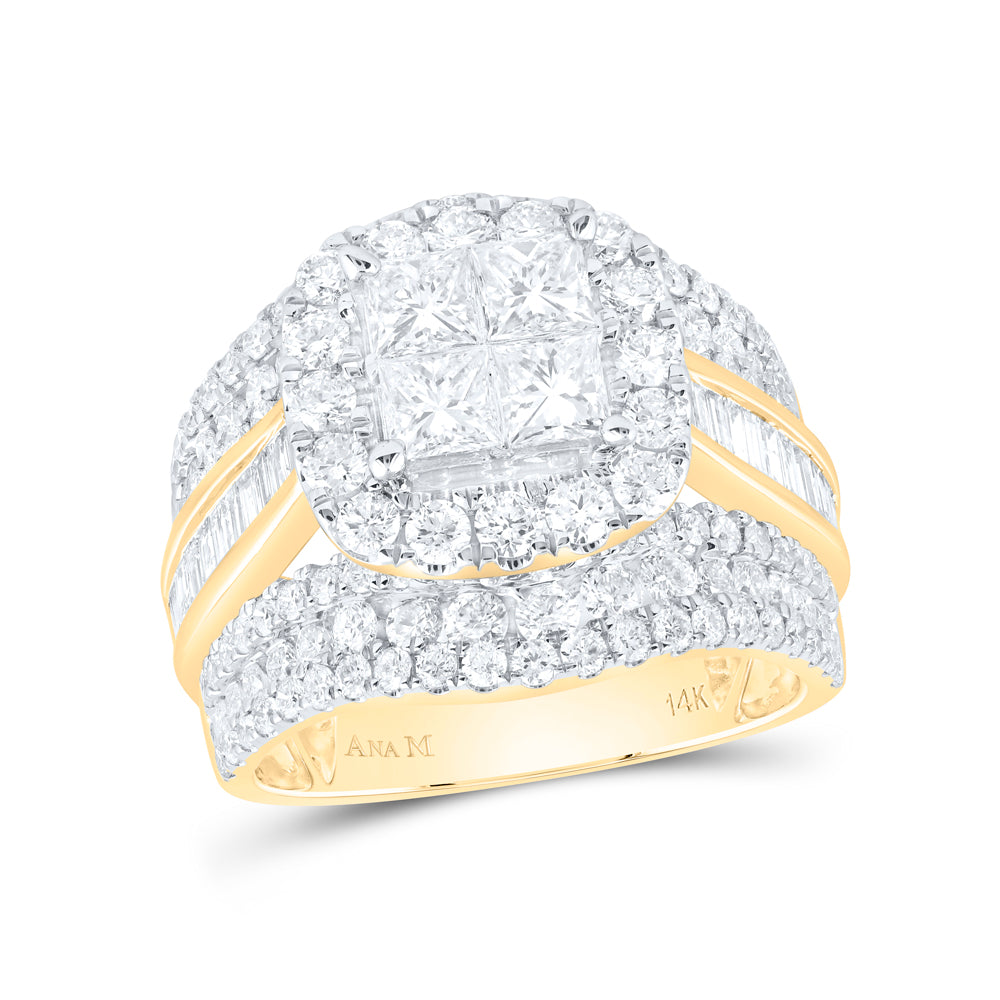 3 3/8Ctw-Nat Dia Cn Cushion Single Halo Bridal Set (9.32 grams)