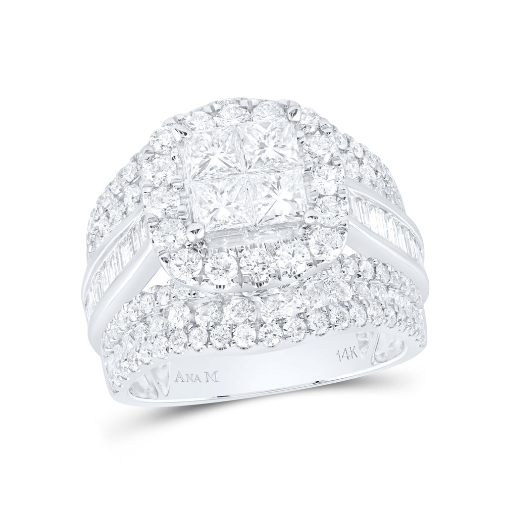 3 3/8Ctw-Nat Dia Cn Cushion Single Halo Bridal Set (8.89 grams)