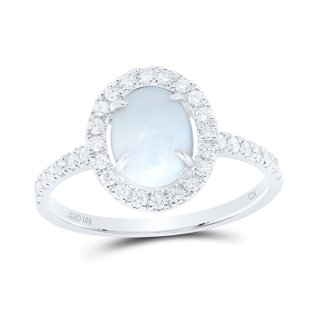 1/3Ctw-Nat Dia Cn 8X6Mm-Opal Nat Gem Oval Ring (1.83 grams)
