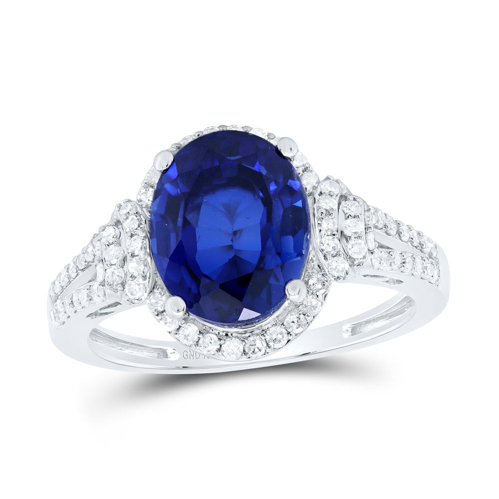3/8Ctw-Nat Diamond 10X8 Mm Ov-Bs Synthetic Ring (3.35 grams)