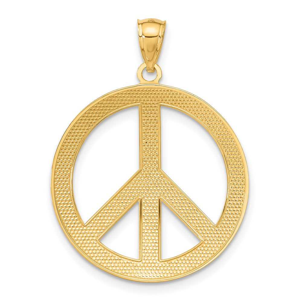14k Yellow Gold 25 mm Peace Sign Pendant (2.2 grams)