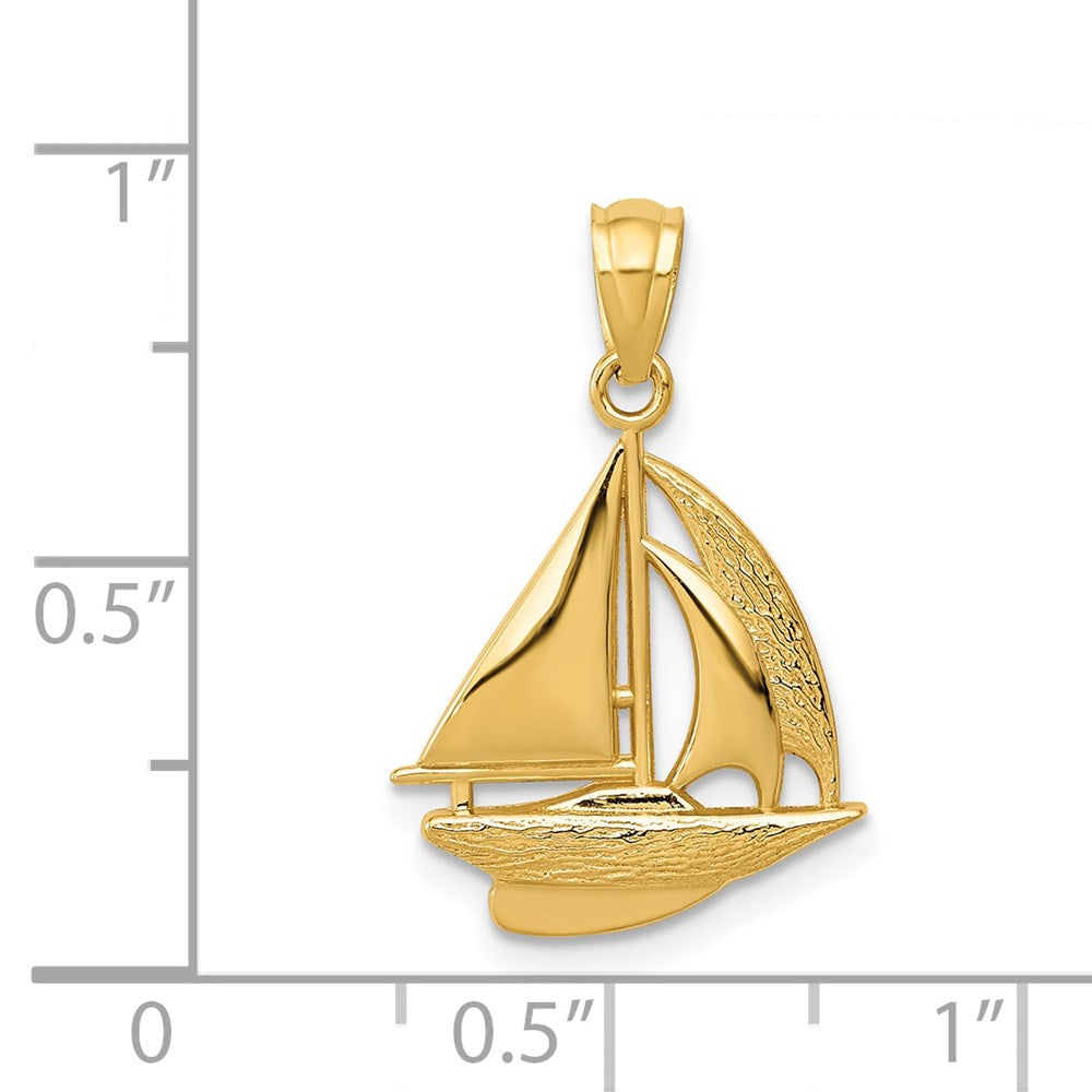 14k Yellow Gold 14 mm Sailboat Pendant (0.78 grams)
