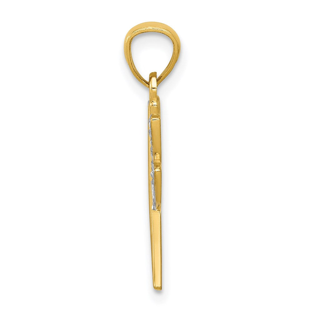 14k Yellow & Rhodium 18 mm Dragonfly Pendant (0.75 grams)