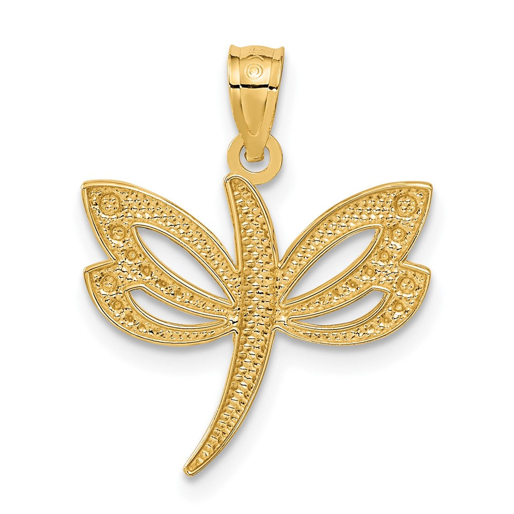 14k Yellow & Rhodium 18 mm Dragonfly Pendant (0.75 grams)