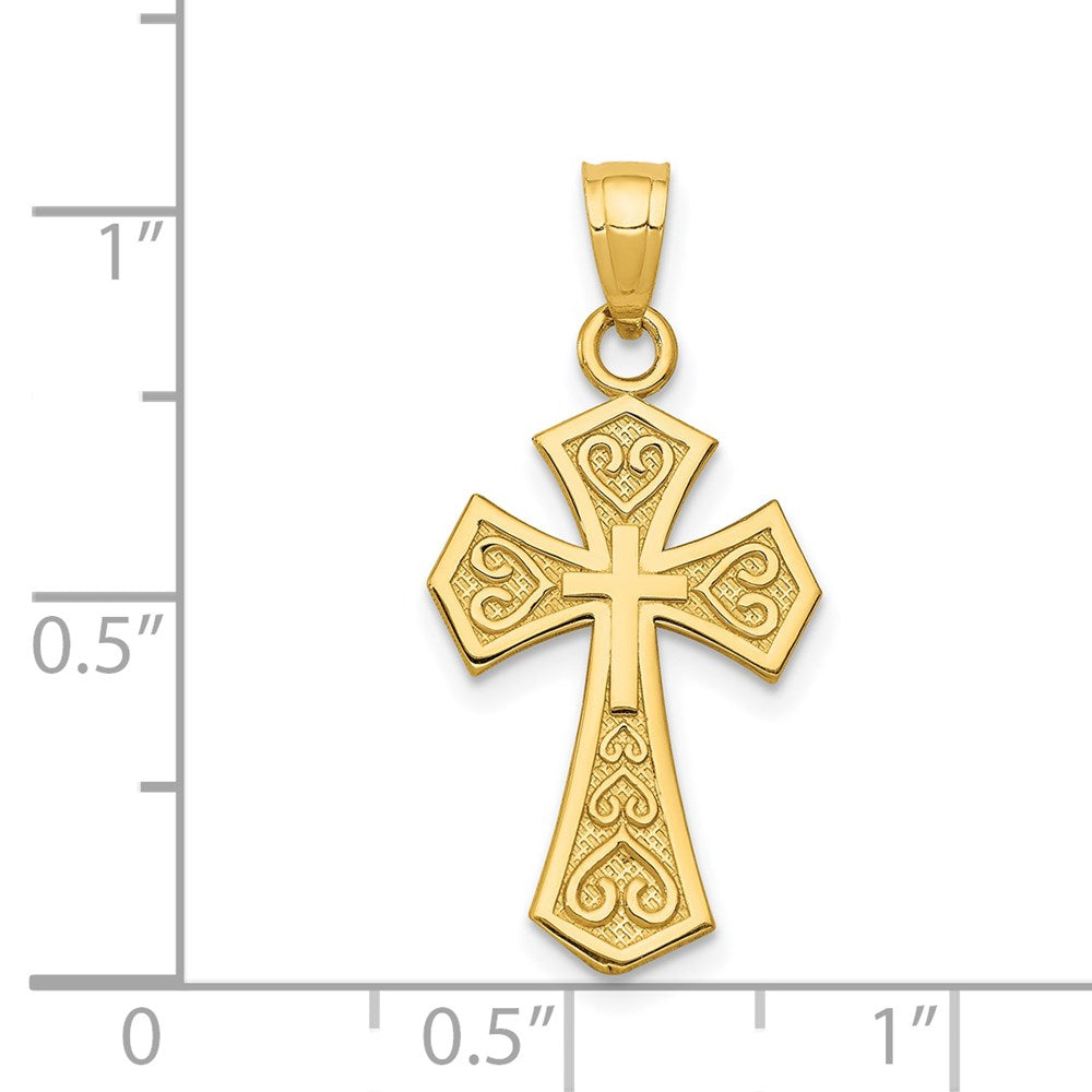 14k Yellow Gold 12 mm Reversible Passion Cross Pendant (0.88 grams)