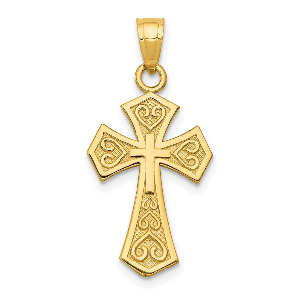 14k Yellow Gold 12 mm Reversible Passion Cross Pendant (0.88 grams)