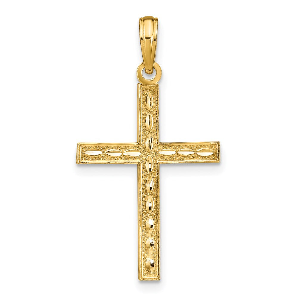 14k Yellow Gold 17 mm Reversible FAITH HOPE LOVE Cross Pendant (0.94 grams)