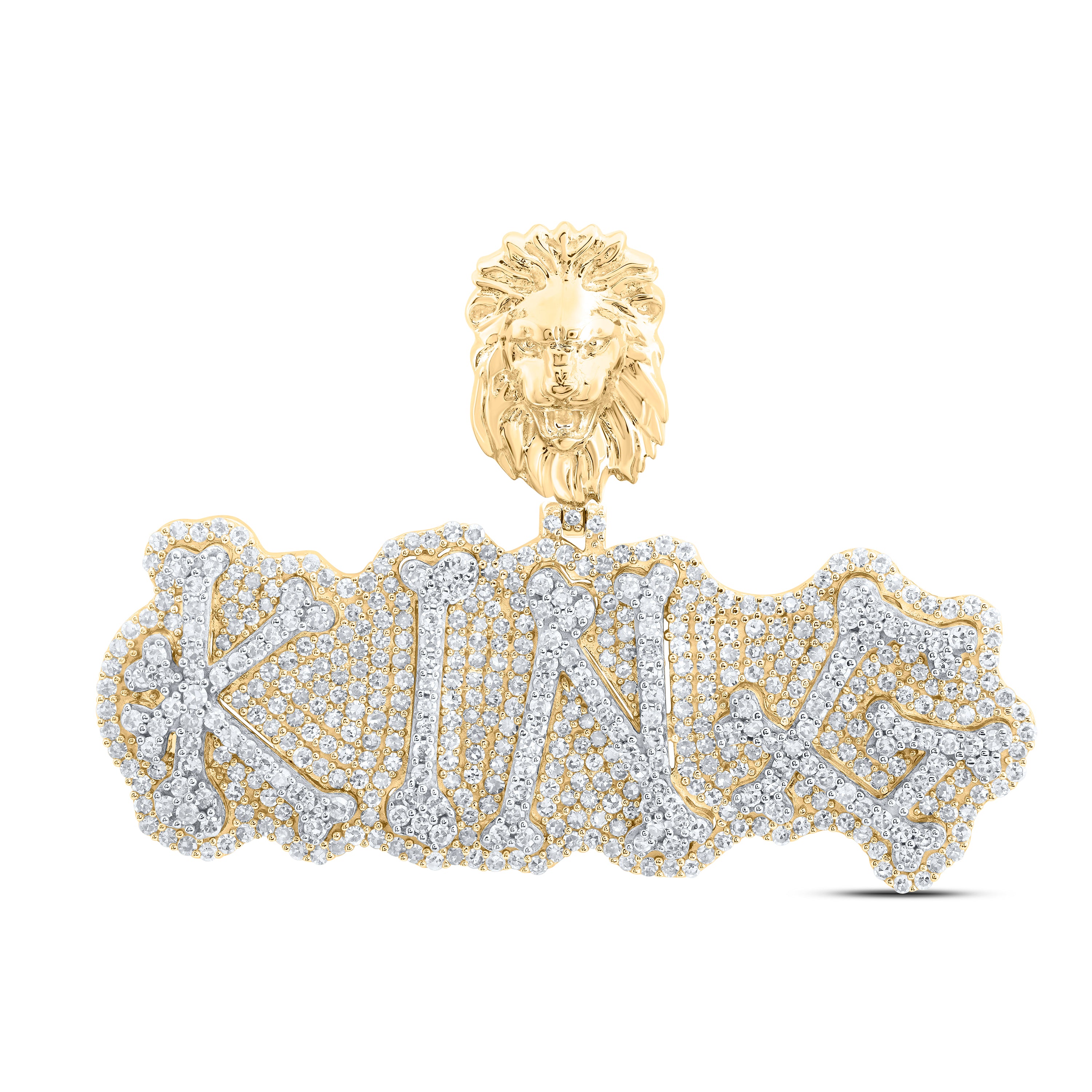 10Kt Gold 2Ctw-Dia Nk King Lion Mens Charm