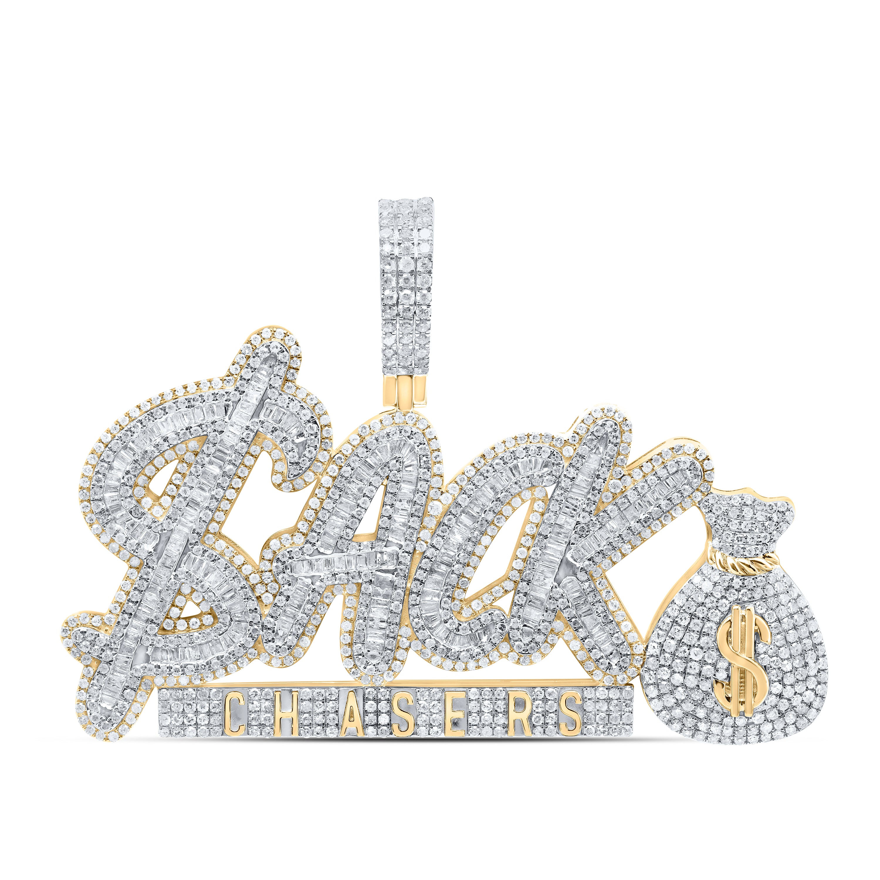 10Kt Gold 4 5/8Ctw-Dia P1 Sack Chasers Money Bag Mens Charm