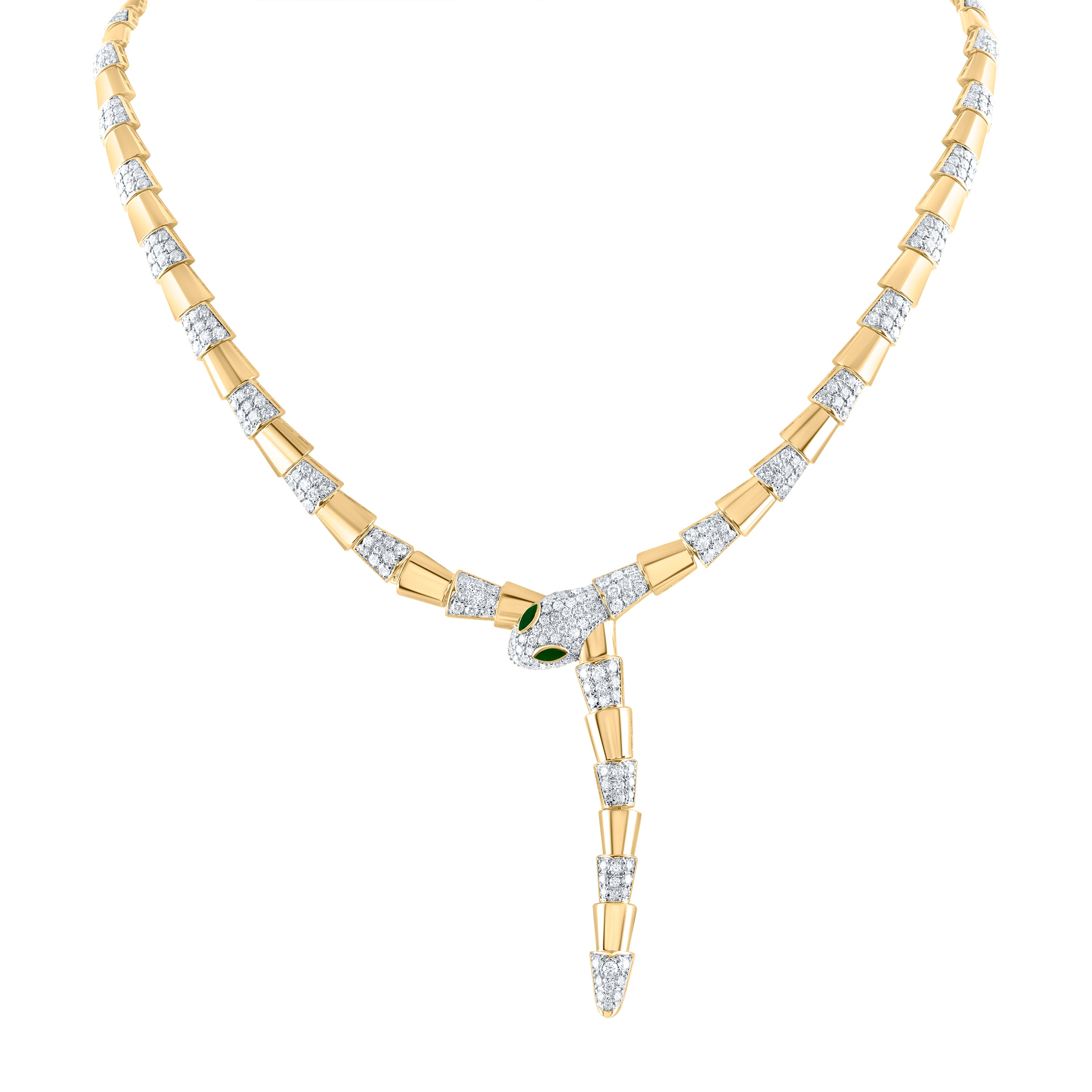 18Kt Gold 5 5/8Ctw-Diamond Ana M 1/5Ct Mq-Em Nat Gem Snake Necklace (16 Inch)