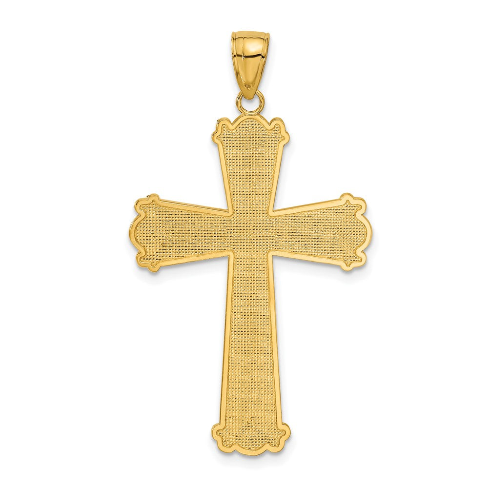 14k Yellow Gold 25 mm Diamond-cut Cross Pendant (3.16 grams)