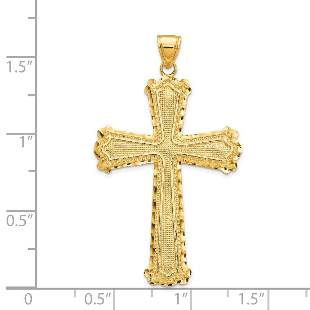 14k Yellow Gold 25 mm Diamond-cut Cross Pendant (3.16 grams)