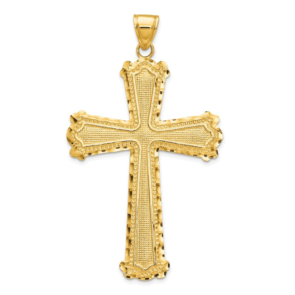 14k Yellow Gold 25 mm Diamond-cut Cross Pendant (3.16 grams)