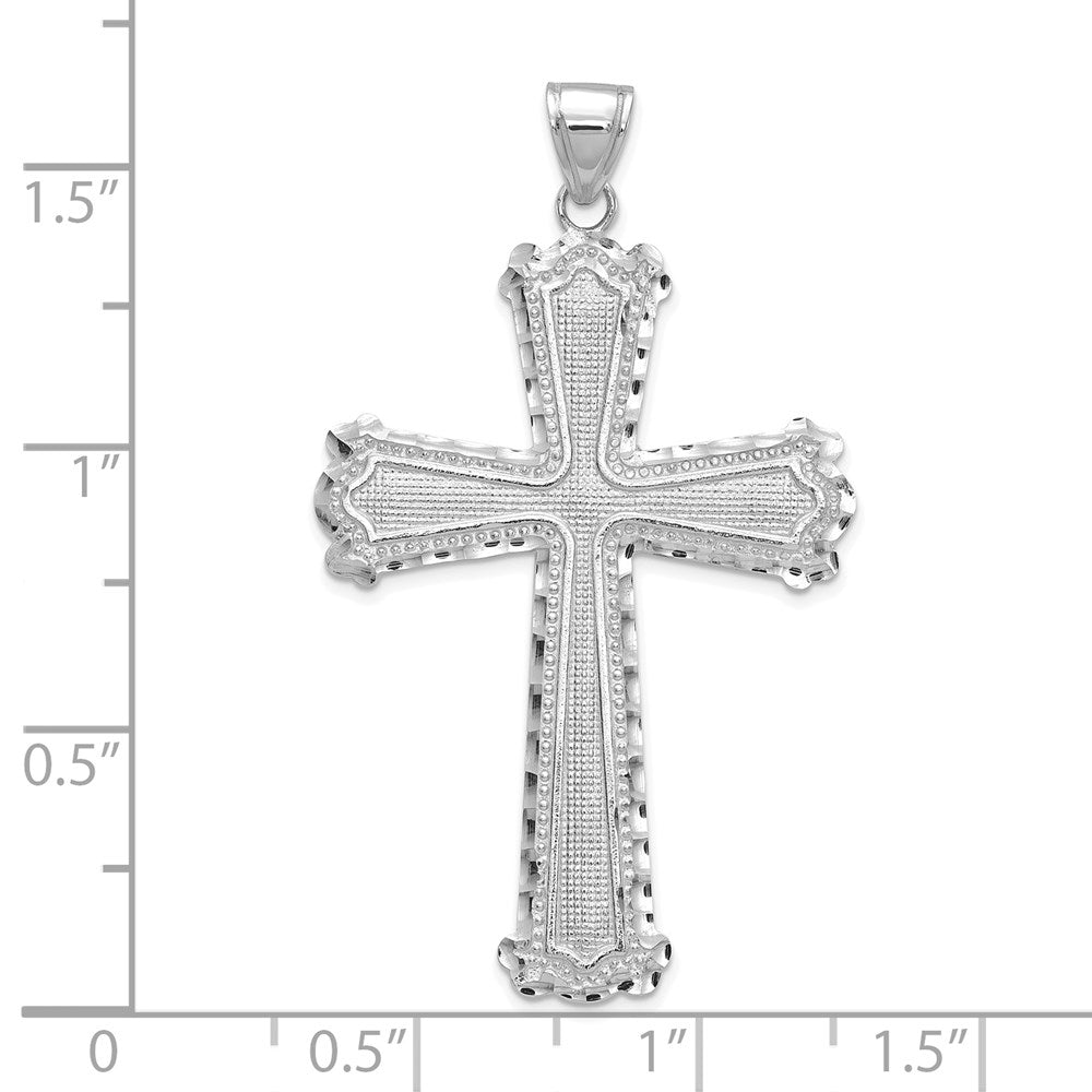 14k White Gold 25 mm Diamond-cut Cross Pendant (3.53 grams)